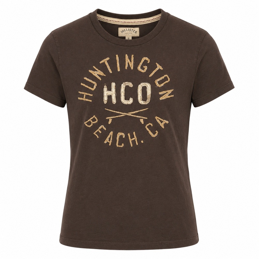 Hollister Y2K Surf Granola Girl Graphic Tee Women Sz M Huntington Beach Coastal
